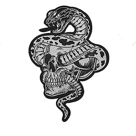 Large Snake Skull Embroidery Applique Patches Iron on Motorcycle Racing Jacket Patches