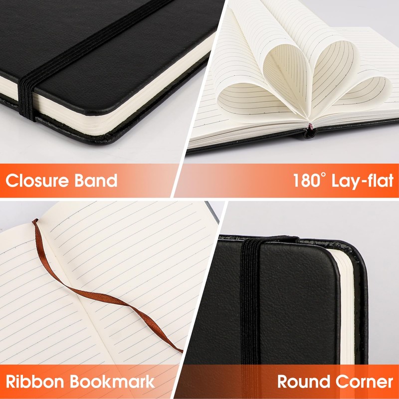 BGUP 8 Pack Lined Journal Notebook for Work, A5 Hardcover