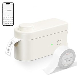 Makeid L1-C Smart Thermo-Etikettiergerät – Mini Bluetooth-Etikettendrucker, tragbar und wiederaufladbar, kompatibel mit 9/12/16 mm Wasserdichten Bändern – für Zuhause, Büro, Schule