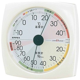 enpekkusu Weather Meter, Temperature and Humidity Meter High Precision Universal Design Wall For Magnets, Made in Japan White Ex – 2811