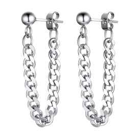 Chain Dangle Earrings Men Women Stainless Steel Hanging Kpop Grunge Earrings
