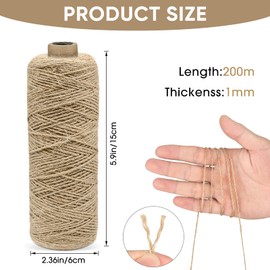 EOPUOZS 200 m Jute Twine, 1 mm Brown Jute Cord, Jute Yarn for Gift Wrapping, Wedding Decoration, Packaging Material, Christmas Knitting, Macrame Decoration, Floristry