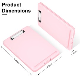 Hnogri Plastic Clipboard with Storage, Open Nursing Clipboard Foldable Storage for Nurses, Lawyers, Students, Classroom, Office, Women, Man, Size 13.4" x 9.4" X 0.9", Pink