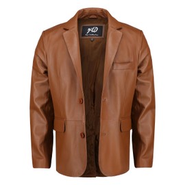 Jild Invisible Stitching Casual Leather Blazer for Men -Button Up Closure Coat Style Regular Fit Real Lambskin Leather Jacket Men (408-Cog-X-Large)