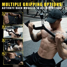 KKH Back Grip LAT Pull Down Bar Set, LAT Pulldown Attachments for Home Gym System with T-bar V-bar, LAT Pulldown Bar Back Workout Equipment