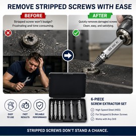 Damaged Screw Extractor Set for Repairs – HSS Drill Bit Remover Kit for Stripped, Rusted & Broken Screws