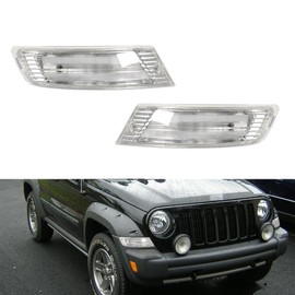 Tonsya For 2005 2006 2007 Jeep Liberty Front Bumper Signal Side Marker housing Clear Lens 57010124AA-PFM, 55156766AE, 55156767AE, CH2521143, CH2520143