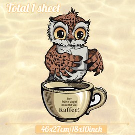 TOARTI Coffee Wall Sticker, 46 x 27 cm, Coffee Beans Wall Sticker, Sayings and Quotes, Kitchen Wall Sticker, Living Room, Dining Room, Cafe Wall Decoration, Wall Sticker the Early Bird Needs a Lot of