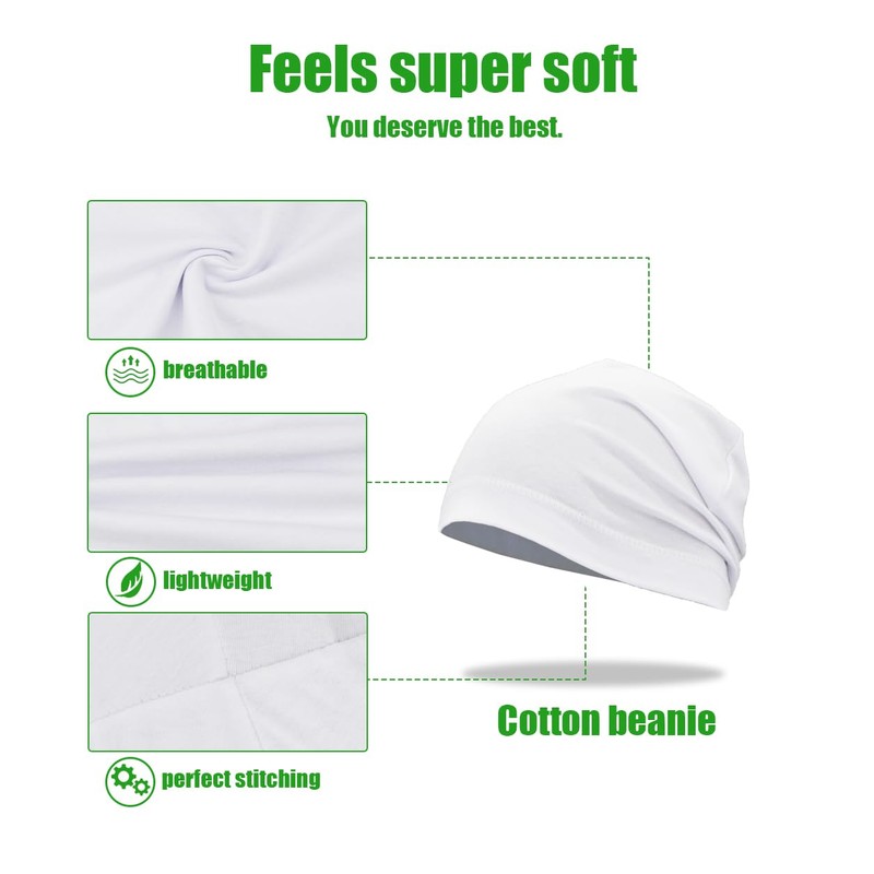 Lightweight Cotton Beanie, Breathable Thin Sleep Hats, Skull Caps for