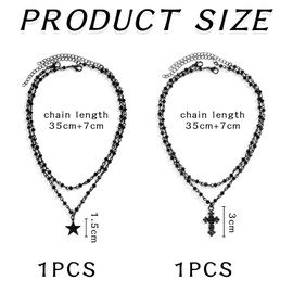 CQQNIU 1 Cross Necklace and 1 Star Necklace, Double Layer Necklace, Gothic Necklace, Clothing Accessories