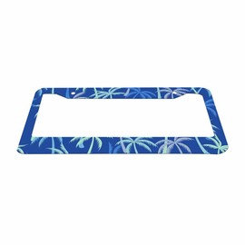 Nicokee Decorative License Plate Frame Tropical Blue Palm Trees Car Tag Frame Aluminum Auto License Plate Holder for Men Women