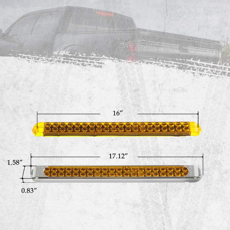 Partsam Submersible 17" Inch Thin Amber Led Turn Signal Light
