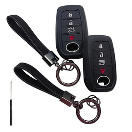 REPROTECTING Silicone Rubber Key Fob Cover Compatible with Toyota Camry XSE Grand Highlander Tacoma Crown Corolla LE Crown (2023-2026) (Black/Black)