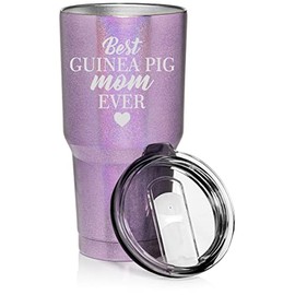 30 oz Tumbler Stainless Steel Vacuum Insulated Travel Mug Cup Best Guinea Pig Mom Ever (Purple Glitter)