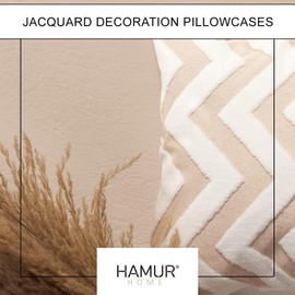 HAMUR HOME Set of 2 Cushion Covers, 45 x 45 cm, Boho Decorative Cushion Cover, Sofa Cushion, Decorative Couch Cushion Cover, Decorative Cushion Cover Set for Living Room, Bedroom (Line, Ecru)