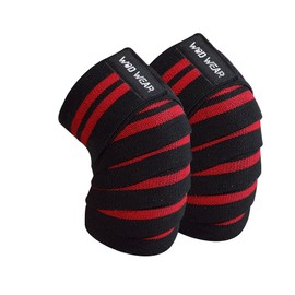 Profesional Heavy Duty rodilla apoyo Wraps de compresión (Par) elástica Velcro para levantamiento de pesas Powerlifting, Ejercicios, Gimnasio, unisex, 203,2 cm, 100%, Rojo