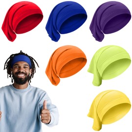 SATINIOR SATINIOR 6 Pcs Spandex Dreadlock Cap Dreadlock Tube Bands Unisex Men Women Elastic Hair Dreads Head Wraps Headbands for Dreads Accessories, 6 Colors (Rainbow Color)