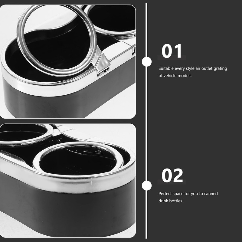 Beavorty Portavasos Doble para Coche, Plástico Negro, Antideslizante