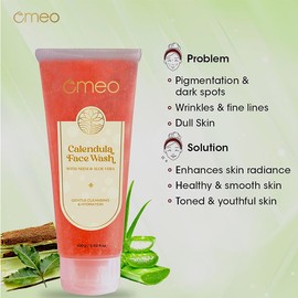 Omeo Calendula Aloe Vera & Neem Face Wash For All Skin Types Cleanses Pores & Clarifies Impurities 100ml (Pack of 2)