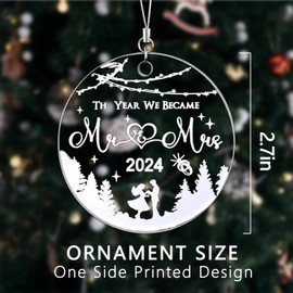 Wedding Gifts for Couples 2024 Mr and Mrs Gifts Bridal Shower Gifts Our First Christmas Married Ornament 2024 for Couples Best Gifts for Her Him 1st Married Christmas Glass Ornament