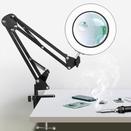 Magnifying Glass with Light and Stand, 12X 30X 20in Clamp