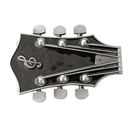 LKMY Men's Guitar Music Headstock Musician Belt Buckle,Western Vintage Handmade Cowboy Belt Buckles (Black)