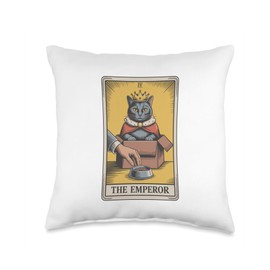Cat Tarot Card The Emperor Cat In Box Lover Funny Cat Throw Pillow