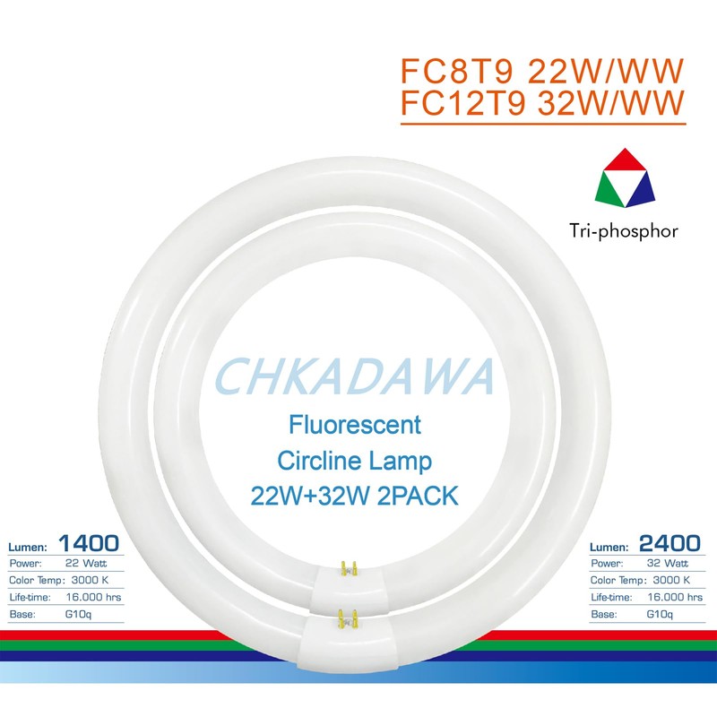FC8T9/KB 22W and FC12T9/KB 32W Warm White Set, Round Fluorescent
