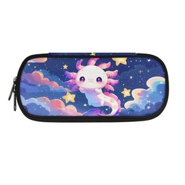Renewold Axolotl Star Print Pencil Case Pen Pencil Box Pouch Big Capacity Pencils Organizer Bag Women Men Boys Girls Stationery Pen Marker Storage Desk Supplies Holders