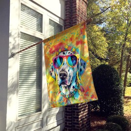 Caroline's Treasures DAC2500CHF Dalmatian Hippie Dawg House Flag Large Porch Sleeve Pole Decorative Outside Yard Banner Artwork Wall Hanging, Polyester, House Size, Multicolor