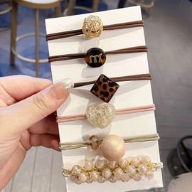 Yeoubi 6pcs Hair Bands Women Hair Accessories Fashion Amber Pearl Rhinestone Star Shape Letter Hairband Set Hair Accessories for Adults (2)