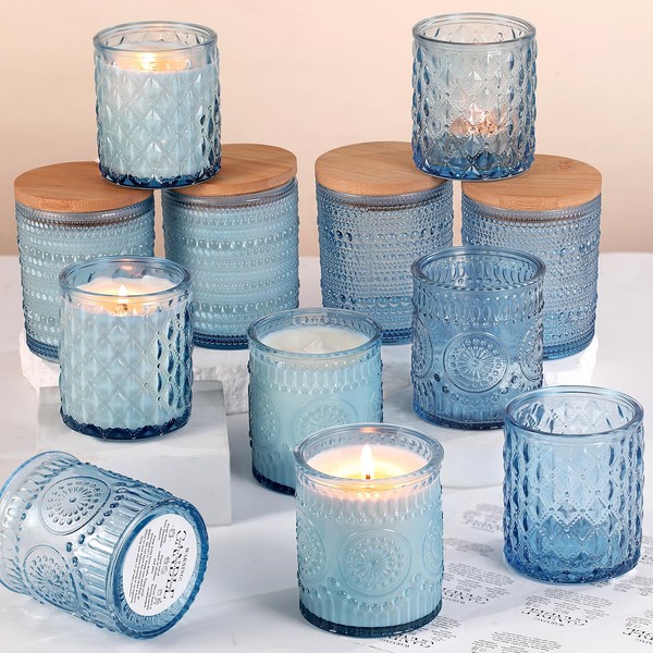 DARJEN DARJEN 12 Pack Blue Candle Jars for Making Candles-