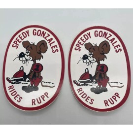 2 Speedy Gonzales Rides Rupp Decals Sticker NOS Snowmobile Go Kart Mini Bike 70s
