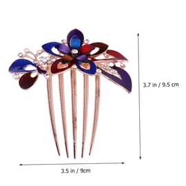 SAFIGLE Colorful Rhinestone Flower Bride Hair Comb Headdress for Weddings Parties Unique Decorative Hair Accessory for Women Friends