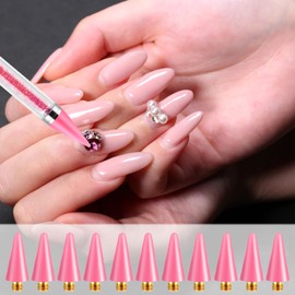 DOPENSPI 18PCS Wax Replacement Head Tips, Wax Pencil Tips Rhinestone Picker Replacement Tip Rhinestone Picker for Nail Dotting(Pink)
