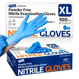 Supmedic Supmedic Medical Nitrile Exam Gloves, Latex-Free, Powder-Free, Food Safe, Cooking Food Prep, Disposable Gloves, Blue, 100 Pcs (X-Large)