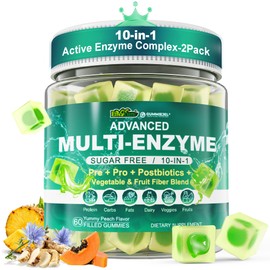 EnvyCure Paquete de 2 gomitas de enzimas digestivas para mujeres y hombres, multienzimas con 90 mil millones de UFC de probióticos, prebióticos y...  