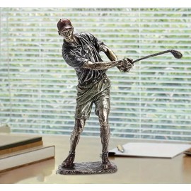 NEW. Classic Old-School Golfer In Chip-Swing Pose. Figurine Sculpture 15h x 5w