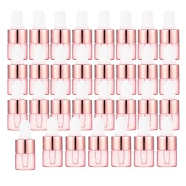 Easeen 50 Pcs Sample Dropper Bottles, 1ml Pink Mini Dropper Bottles with 2 Pcs Plastic Droppers for Traveling Essential Oils DIY Cosmetic Liquid Sample Perfume (Rose Pink)