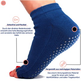 GERNEO® - The original - premium yoga pilates ballet gymnastics fitness socks open and non-slip - toe-free footsies, Midnight blue, M