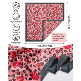 AWAYTR 27.5" Satin Head Scarf for Women's Hair Scarf Reversible Silk Bandanas for Sleeping Head Wrap Neck Cover (Pink leopard pattern(Cherry))