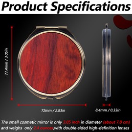 Wooden Surface Metal Frame Round Travel Mirror