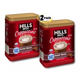 HILLS BROS Sugar-Free Instant Cappuccino Mix, Double Mocha 12oz (2 PACKS)