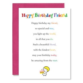 Clarabelle Cards - Happy Birthday Friend (Best Friend) Greetings Card - Pack of 5 | Multipack with Lovely Friendship Poem Verse sold b Card Candy