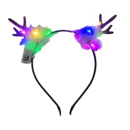 Harilla Deer Antlers Feather Glow Hair Band Headband Role Play Color Light