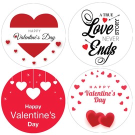 Pack of 96 Valentine's Stickers 30mm Couple Love Heart Sticker with Waterproof Ideal for Presentation, Sweet Cone SNP58 Packwith®