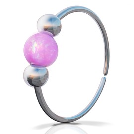 Silver Helix Hoop - Tiny 3mm Pink Opal Handmade 925 Sterling Silver Cartilage Earring - Thin Hypoallergenic 20 Guage Silver Piercing Hoop