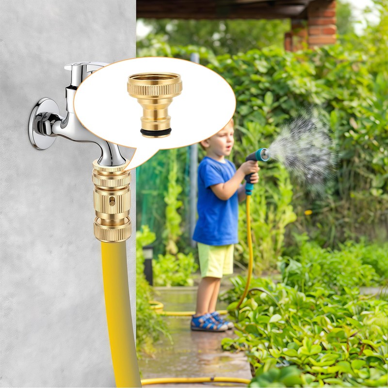 2Pcs Brass Hose tap Connector,3/4 inch Tap Connector for Garden
