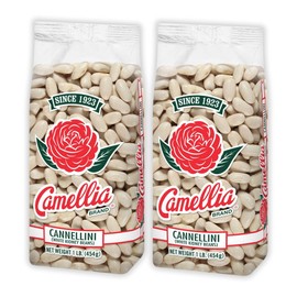Camellia Brand Dried Cannellini Beans – Premium White Kidney Beans with Nutty Flavor, Non-GMO, Gluten-Free, Perfect for Italian Recipes, Soups, Salads, Pasta e Fagioli, and Healthy Vegetarian Meals, 1 Pound (Pack of 2)