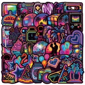 50PCS Neon Mixed Graffiti Stickers Pack for Teens Boy Girl Kids Adults,Cool Waterproof Decals for Water bottle Skateboard Luggage Phone Bicycles Laptop Cars Notebook Scrapbook Journal